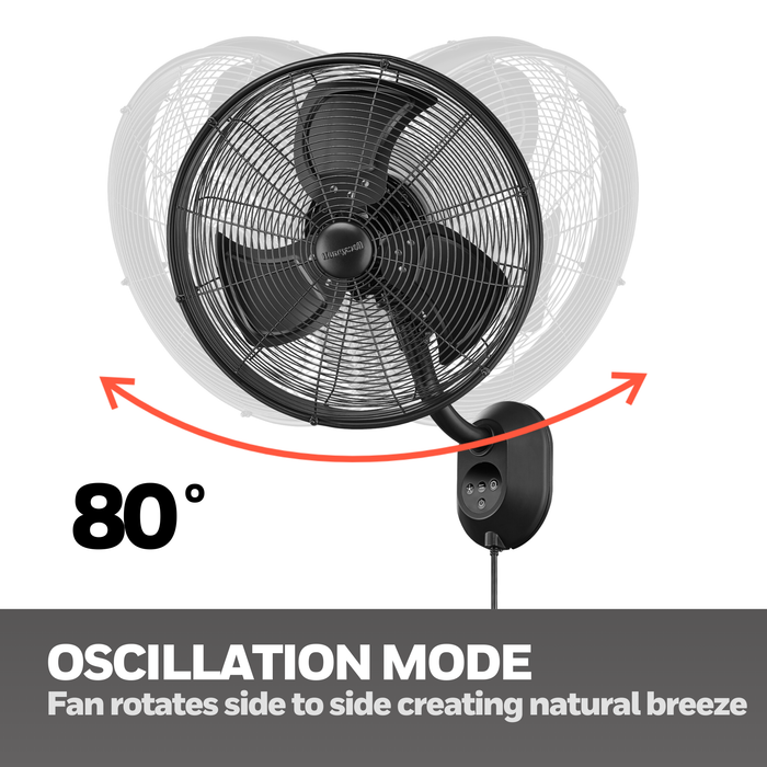 Honeywell 18" Outdoor Damp-Rated Oscillating Wall Fan with Remote